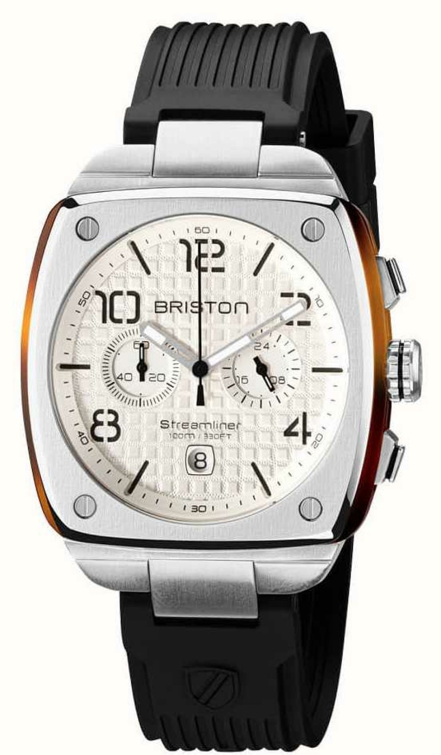 Men'S Briston | Briston Streamliner Urban | Silver/White Dial | Black Rubber Strap