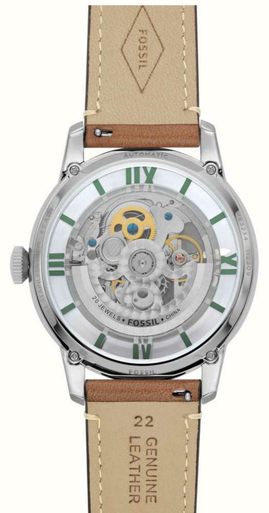 Men'S Fossil | Fossil Townsman Automatic | Skeleton Dial | Brown Leather Strap