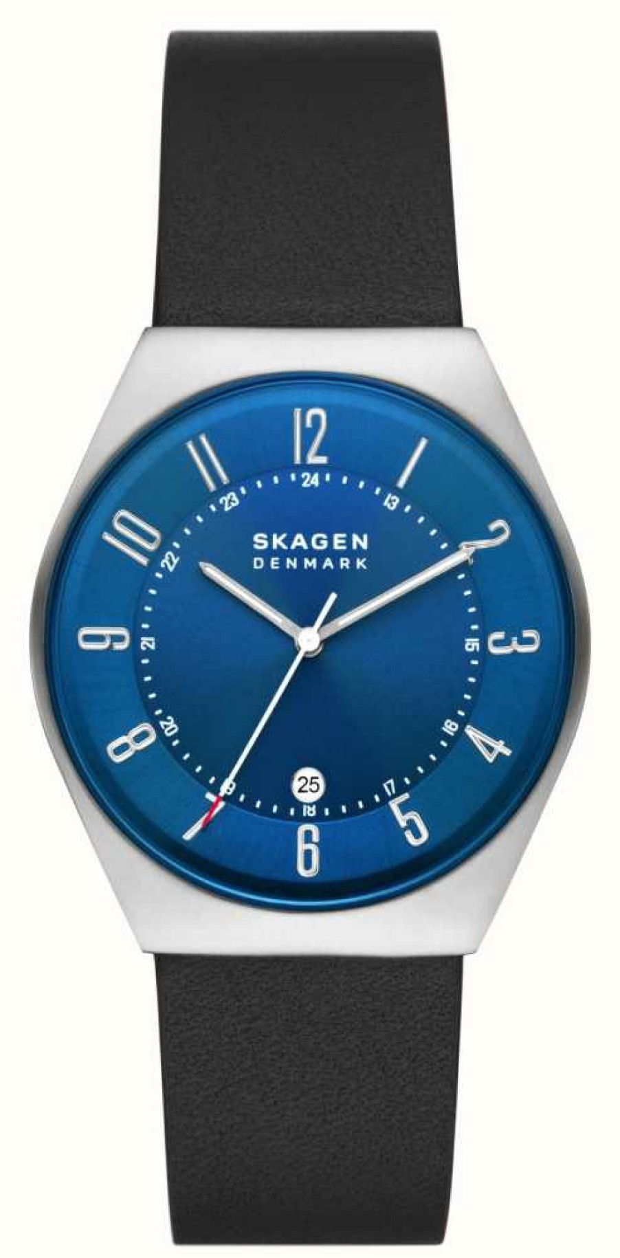 Men'S Skagen | Skagen Men'S Grenen | Blue Dial | Black Leather Strap