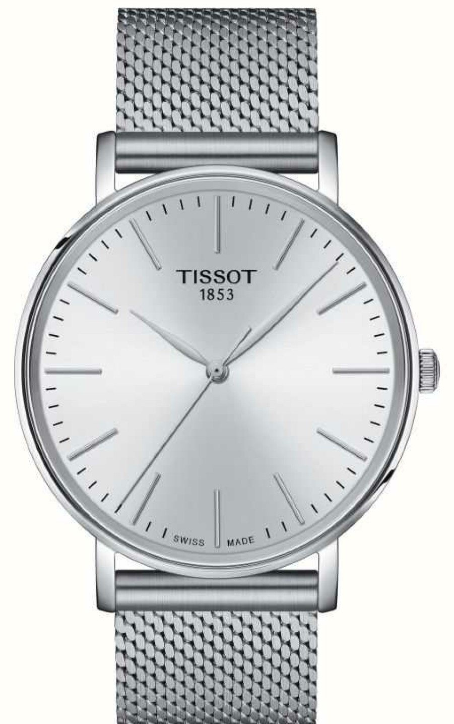 Men'S Tissot | Tissot Men'S Everytime | Silver Dial | Steel Mesh Bracelet