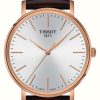 Men'S Tissot | Tissot Men'S Everytime | Silver Dial | Brown Leather Strap