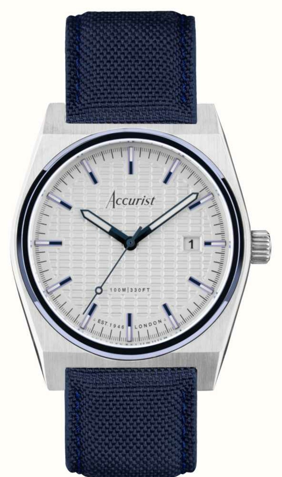 Men'S Accurist | Accurist Origin Mens | White Dial | Blue Canvas Strap