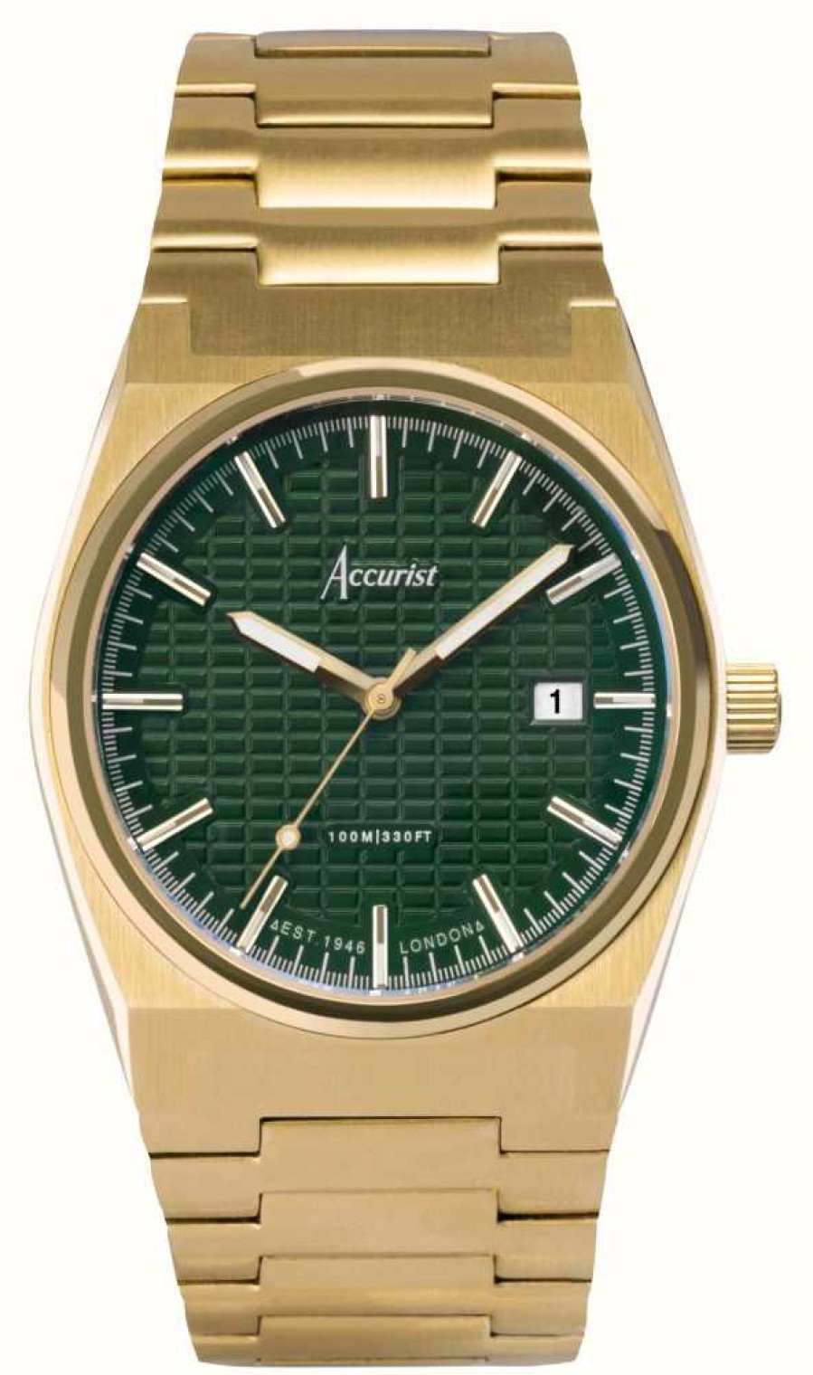 Men'S Accurist | Accurist Origin Mens | Green Dial | Gold Pvd Plated Steel Bracelet