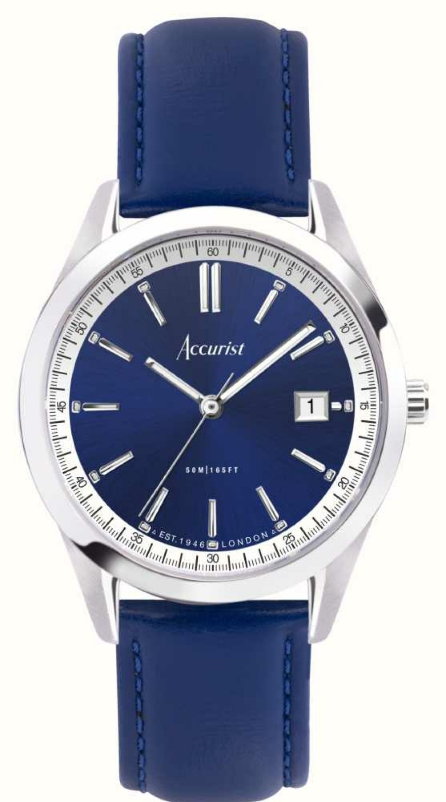 Men'S Accurist | Accurist Everyday Mens | Blue Dial | Blue Leather Strap