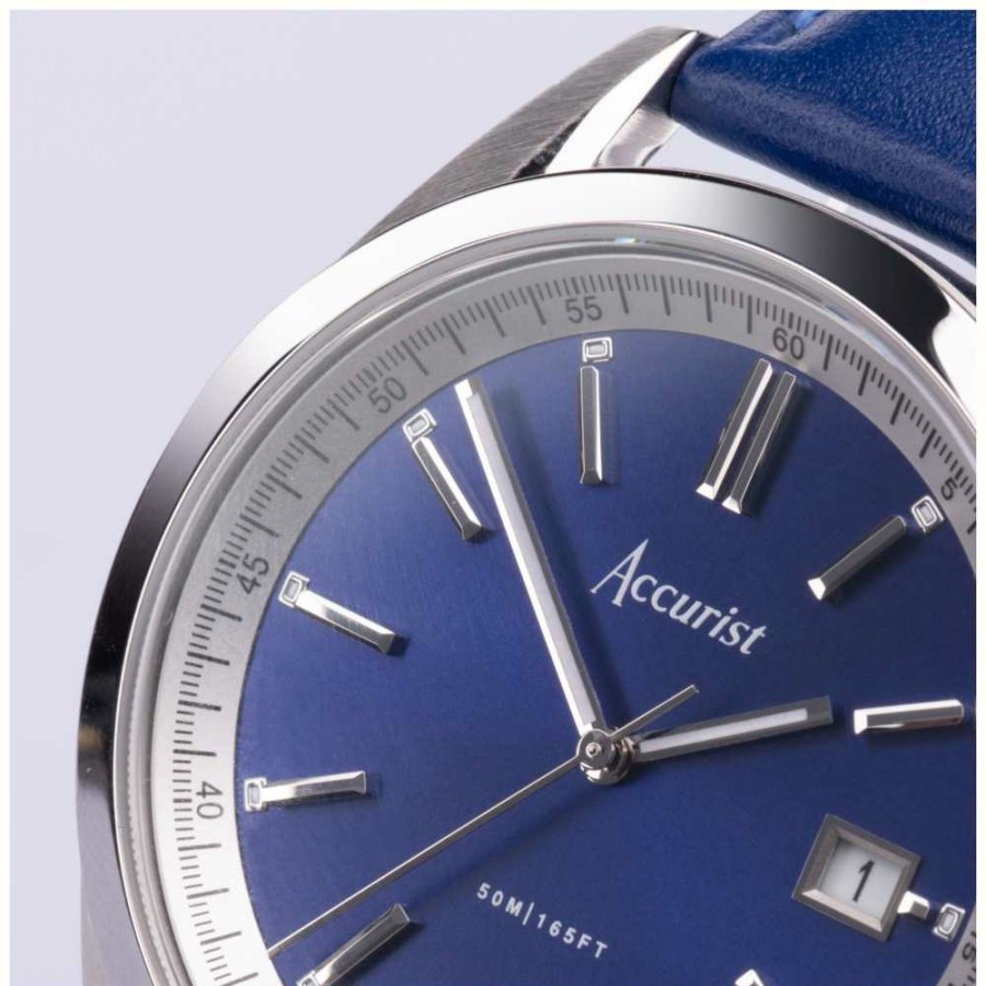 Men'S Accurist | Accurist Everyday Mens | Blue Dial | Blue Leather Strap