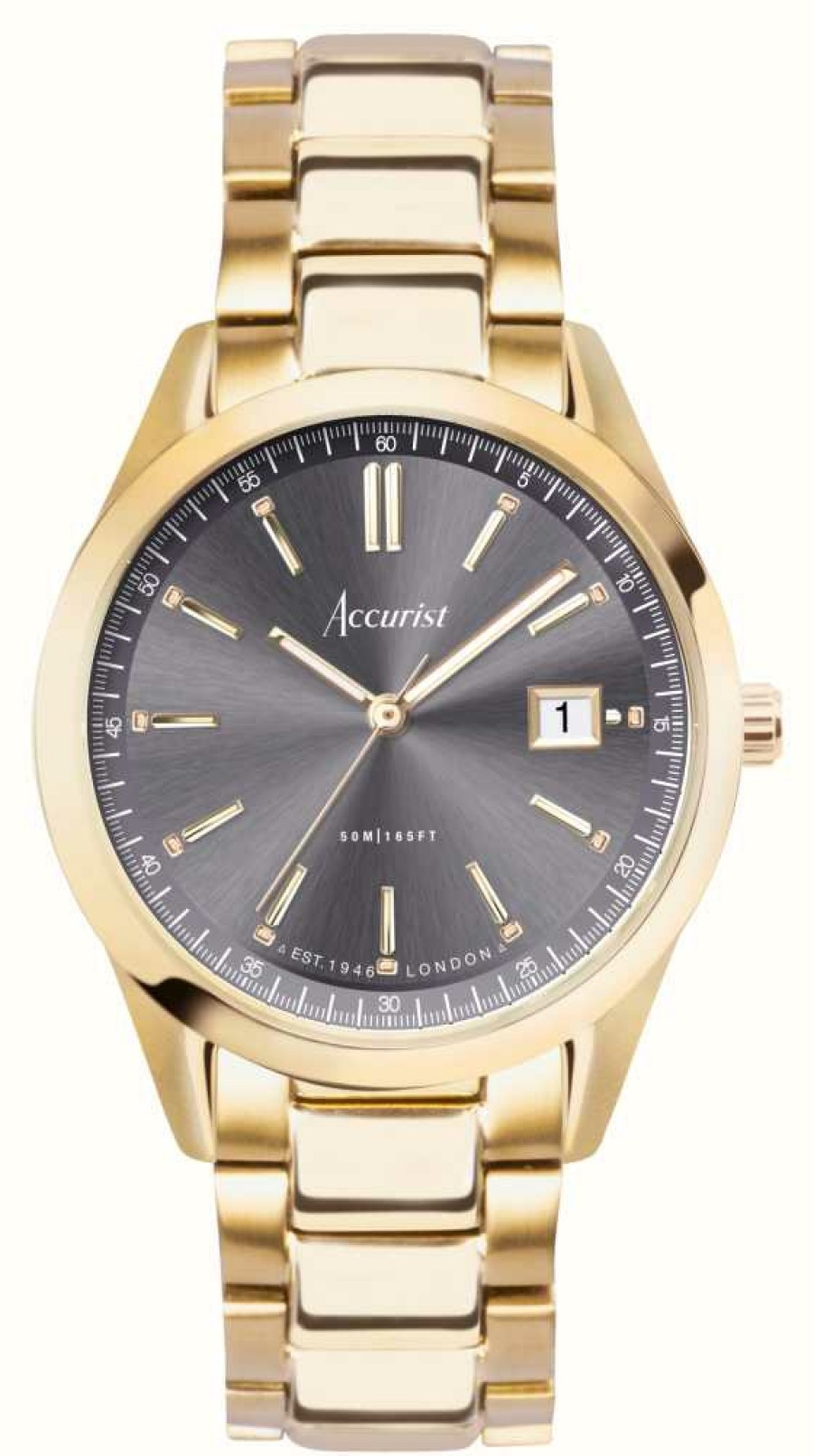 Men'S Accurist | Accurist Everyday Mens | Grey Dial | Gold Pvd Steel Bracelet