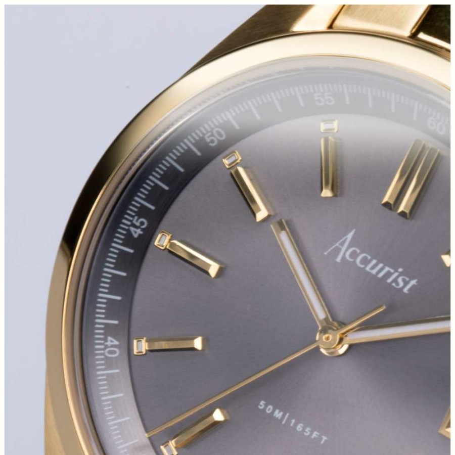 Men'S Accurist | Accurist Everyday Mens | Grey Dial | Gold Pvd Steel Bracelet