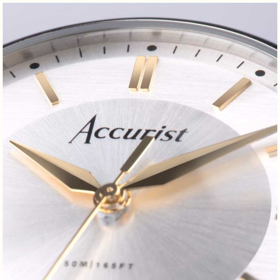 Men'S Accurist | Accurist Classic Mens | Silver Dial | Black Leather Strap