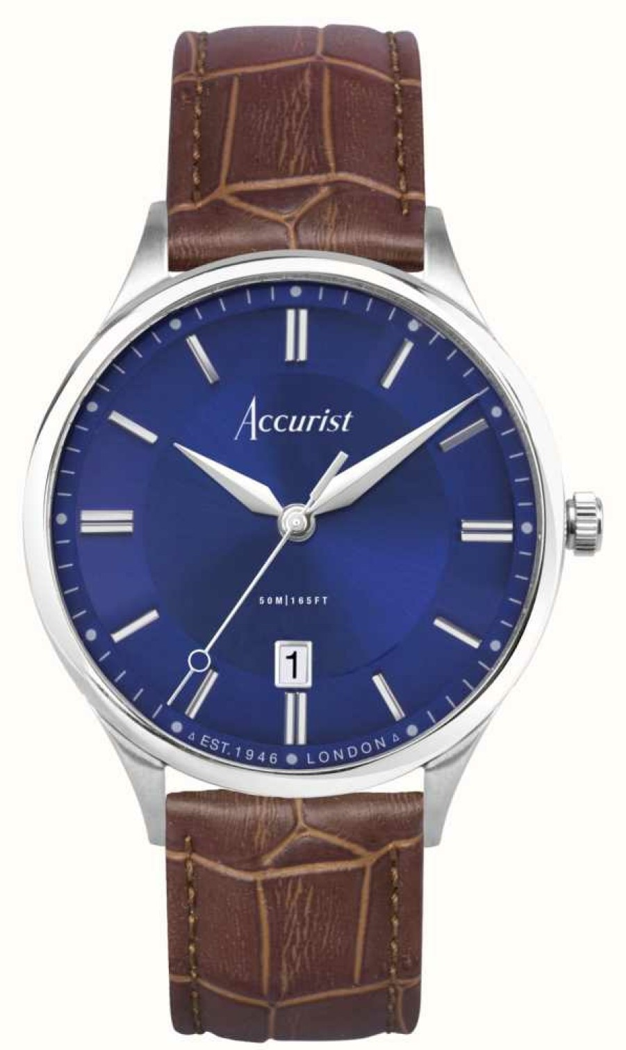 Men'S Accurist | Accurist Classic Mens | Blue Dial | Brown Leather Strap