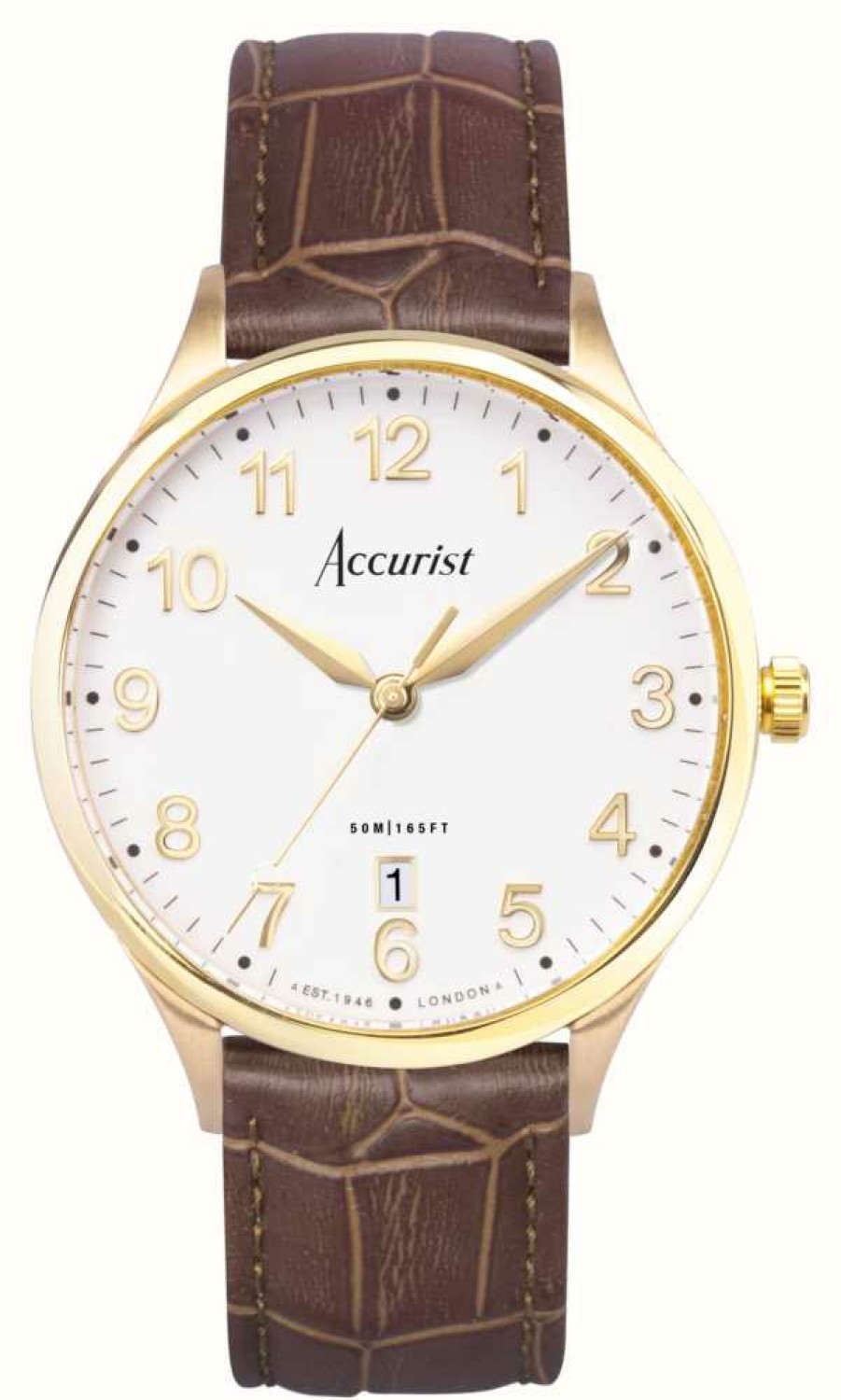 Men'S Accurist | Accurist Classic Mens | White Dial | Brown Leather Strap