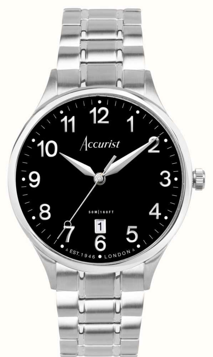 Men'S Accurist | Accurist Classic Mens | Black Dial | Stainless Steel Bracelet