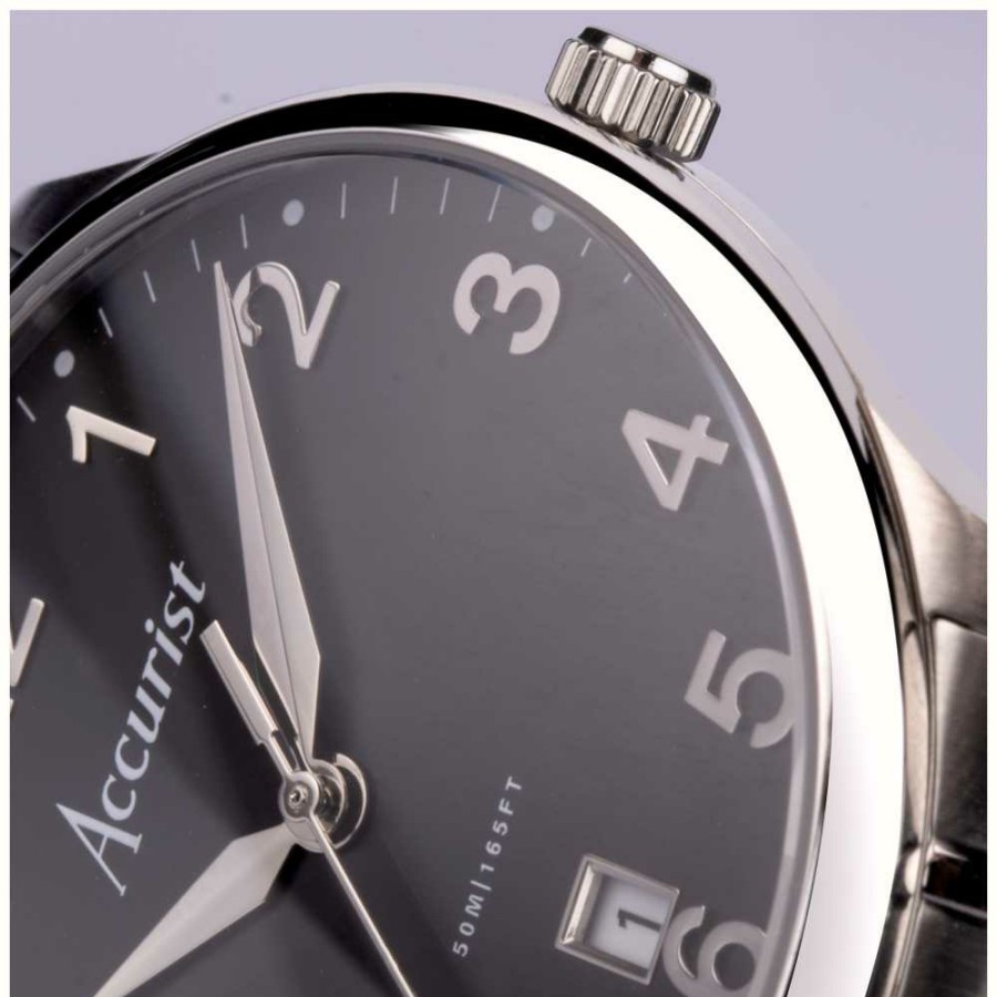 Men'S Accurist | Accurist Classic Mens | Black Dial | Stainless Steel Bracelet