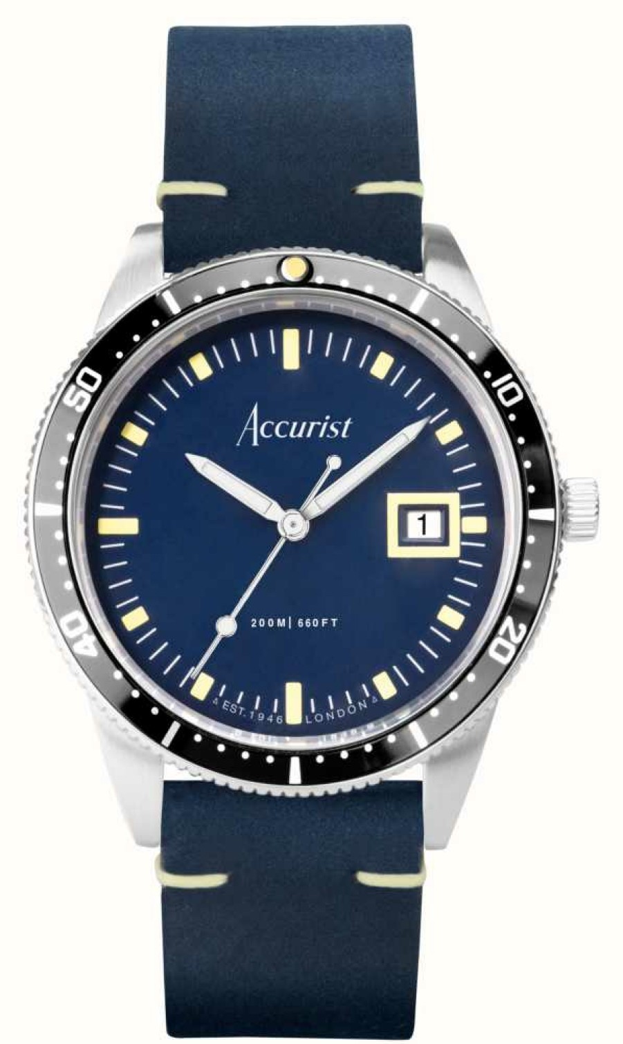 Men'S Accurist | Accurist Dive Mens | Blue Dial | Blue Leather Strap