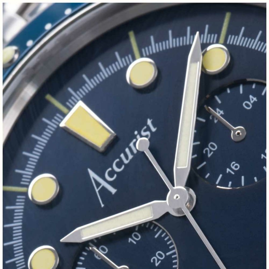 Men'S Accurist | Accurist Dive Mens | Chronograph | Blue Dial | Stainless Steel Bracelet