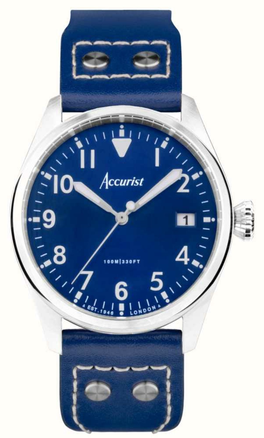 Men'S Accurist | Accurist Aviation Mens | Blue Dial | Blue Leather Strap