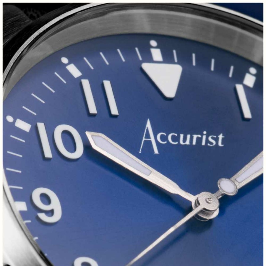 Men'S Accurist | Accurist Aviation Mens | Blue Dial | Blue Leather Strap