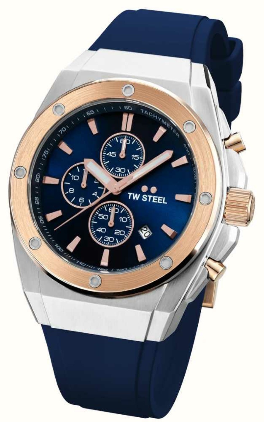 Men'S TW Steel | Tw Steel Men'S Ceo Tech | Blue Dial | Two Tone | Blue Rubber Strap