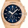 Men'S TW Steel | Tw Steel Ceo Tech Chronograph (44Mm) Blue Dial / Brown Leather Strap