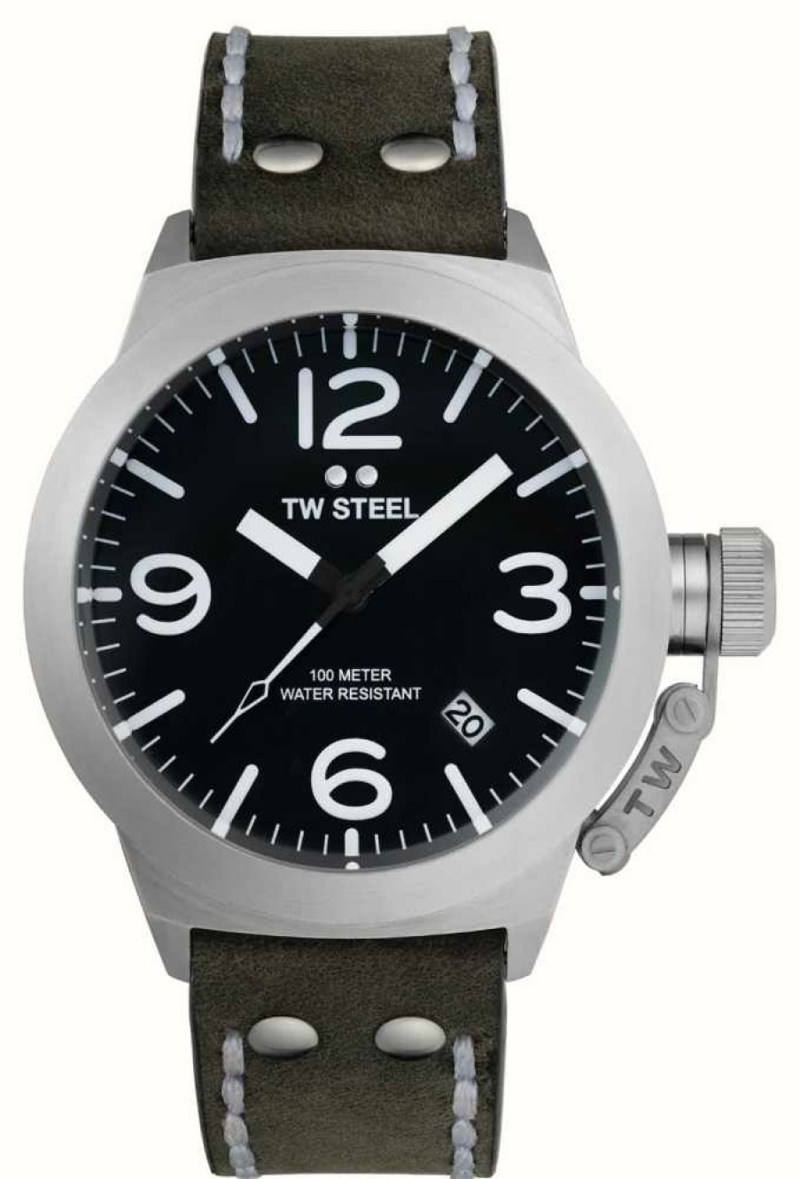 Men'S TW Steel | Tw Steel Canteen (45Mm) Dark Grey Dial / Dark Grey Italian Leather Strap