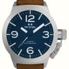 Men'S TW Steel | Tw Steel Canteen (45Mm) Blue Dial / Brown Italian Leather Strap