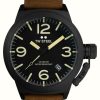 Men'S TW Steel | Tw Steel Canteen (45Mm) Black Dial / Brown Italian Leather Strap