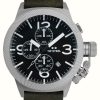 Men'S TW Steel | Tw Steel Canteen Chronograph (45Mm) Dark Grey Dial / Dark Grey Italian Leather Strap