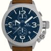 Men'S TW Steel | Tw Steel Canteen Chronograph (45Mm) Blue Dial / Brown Italian Leather Strap