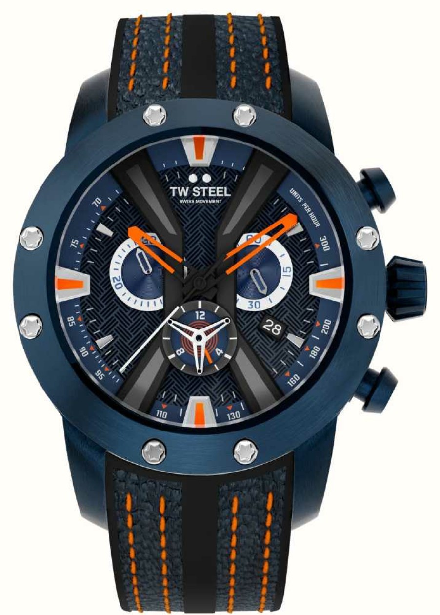 Men'S TW Steel | Tw Steel World Rally Championship Limited Edition (47Mm) Blue Dial / Blue Hybrid Rubber Strap