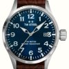 Men'S TW Steel | Tw Steel Men'S Volante | Blue Dial | Brown Leather Strap