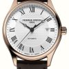 Men'S Frederique Constant | Frederique Constant Classics Automatic (40Mm) Silver Dial / Brown Leather