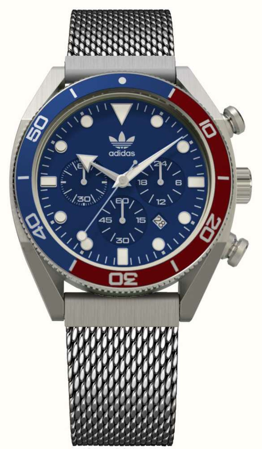 Women'S Adidas | Adidas Edition Two Chrono | Blue Dial | Steel Mesh Bracelet