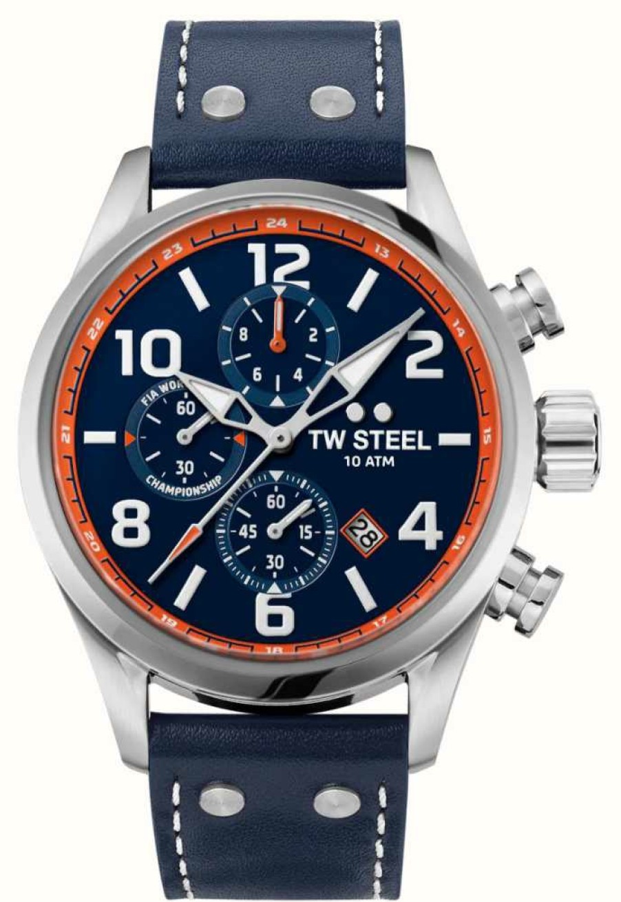 Men'S TW Steel | Tw Steel Volante | Blue Chronograph Dial | Blue Leather Strap