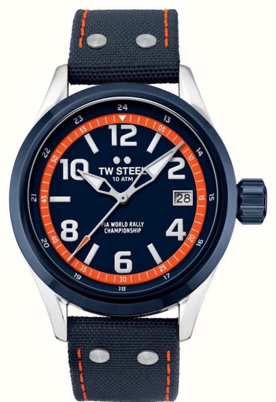 Men'S TW Steel | Tw Steel Volante World Rally Championship Special Edition (45Mm) Blue Dial / Blue Canvas Hybrid Strap