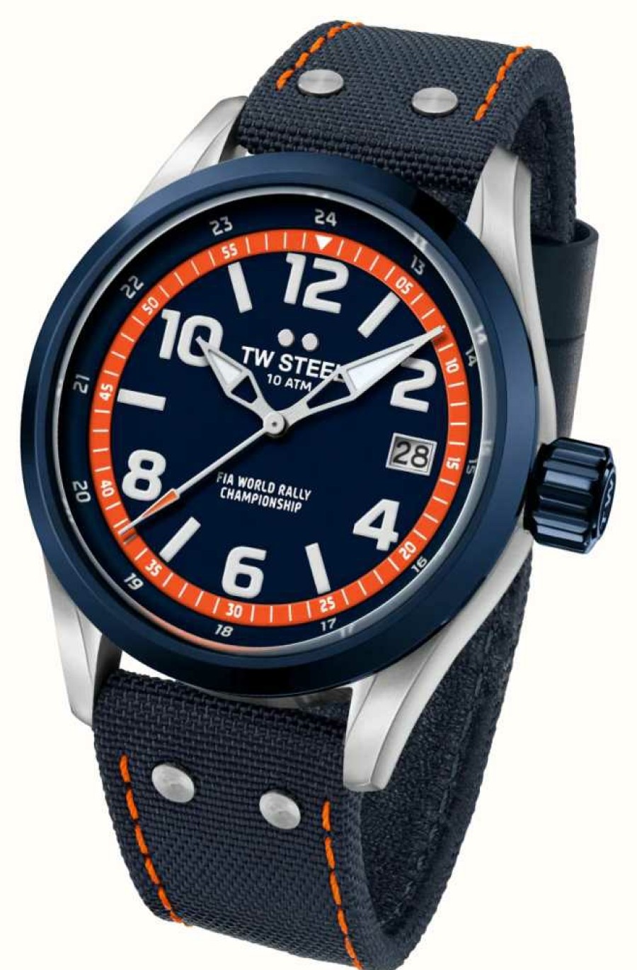 Men'S TW Steel | Tw Steel Volante World Rally Championship Special Edition (45Mm) Blue Dial / Blue Canvas Hybrid Strap