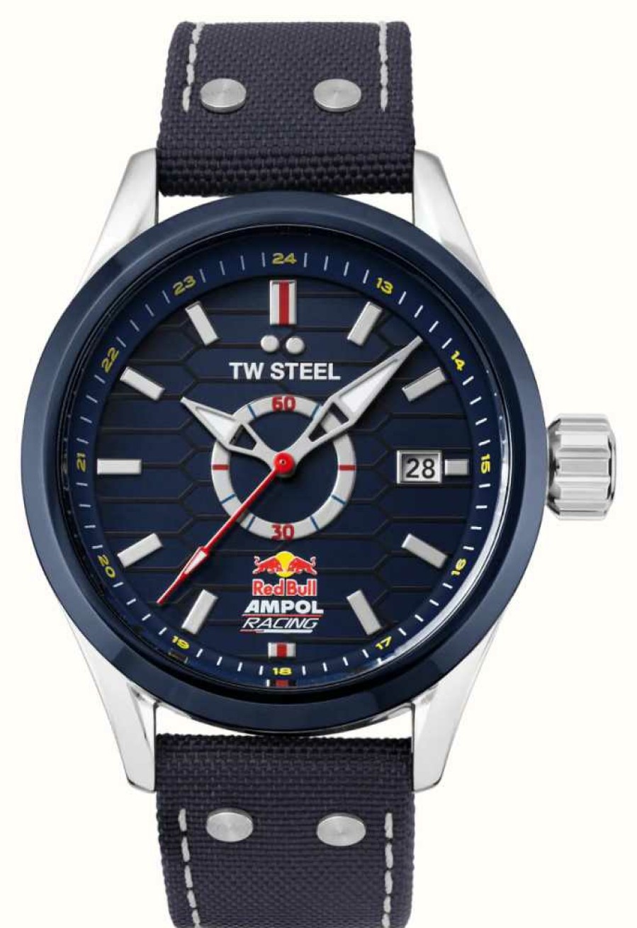 Men'S TW Steel | Tw Steel Red Bull Ampol Racing (45Mm) Blue Dial / Blue Canvas Hybrid Strap