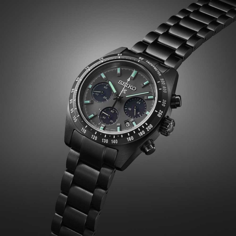 Men'S Seiko | Seiko Prospex Black Series 'Night Speedtimer' Solar Chronograph