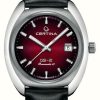 Men'S Certina | Certina Ds-2 | Powermatic | Red Dial | Black Leather Strap