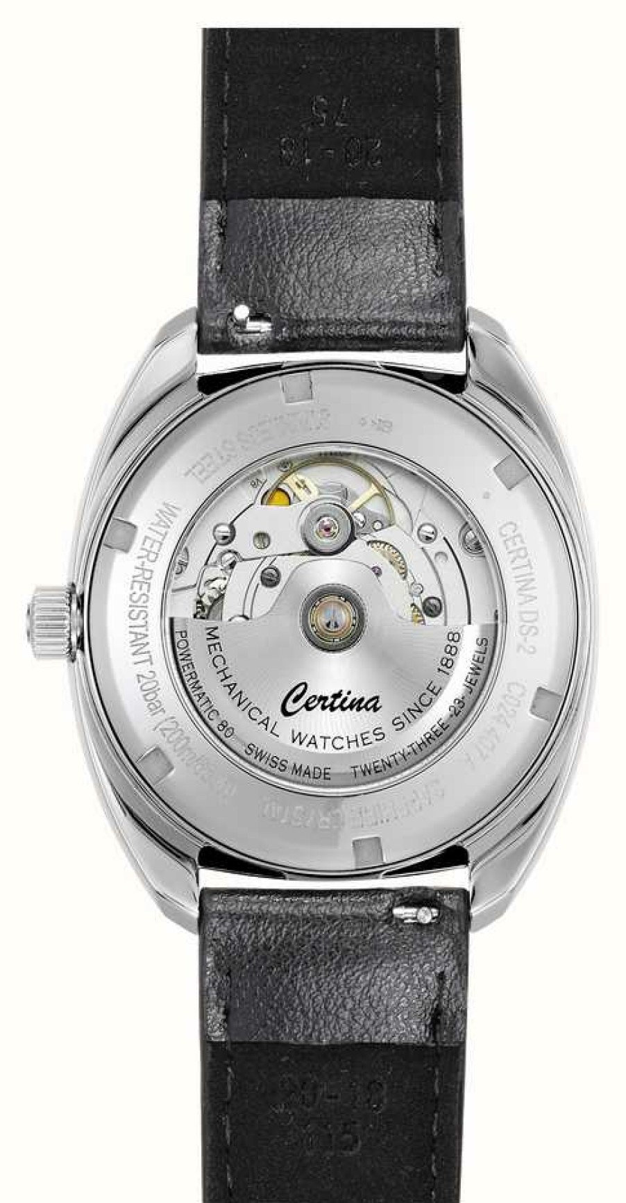 Men'S Certina | Certina Ds-2 | Powermatic | Red Dial | Black Leather Strap