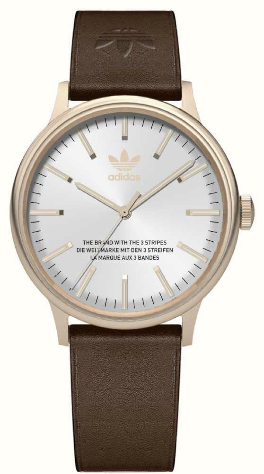 Women'S Adidas | Adidas Code One | White Sunray Dial | Brown Eco-Leather Strap