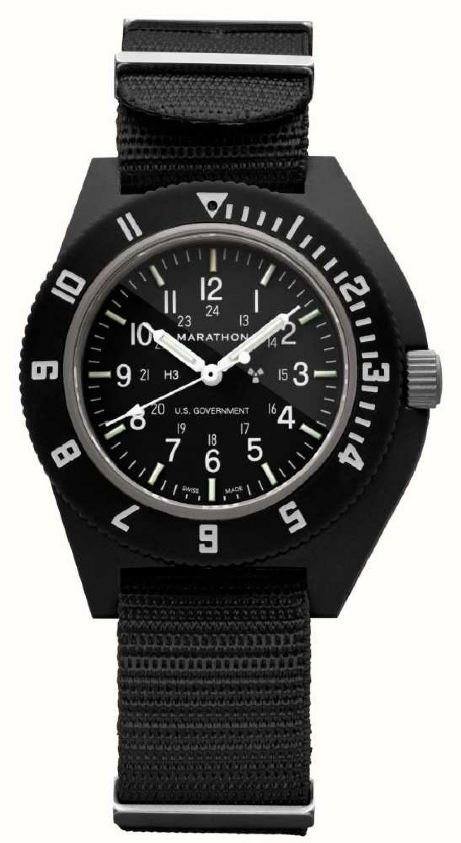 Men'S Marathon | Marathon Navigator | Quartz | Us Government | Black Dial | Black Ballistic Nato Strap