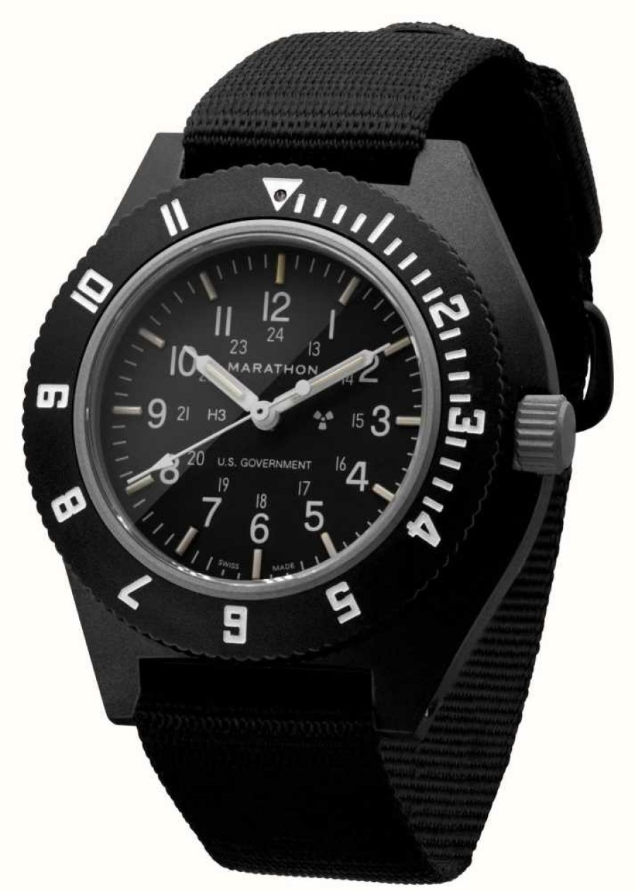 Men'S Marathon | Marathon Navigator | Quartz | Us Government | Black Dial | Black Ballistic Nato Strap