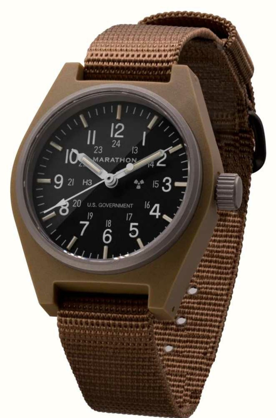 Men'S Marathon | Marathon Desert Tan General Purpose Mechanical (Gpm) | 34Mm | Us Government | Brown Ballistic Nylon Strap