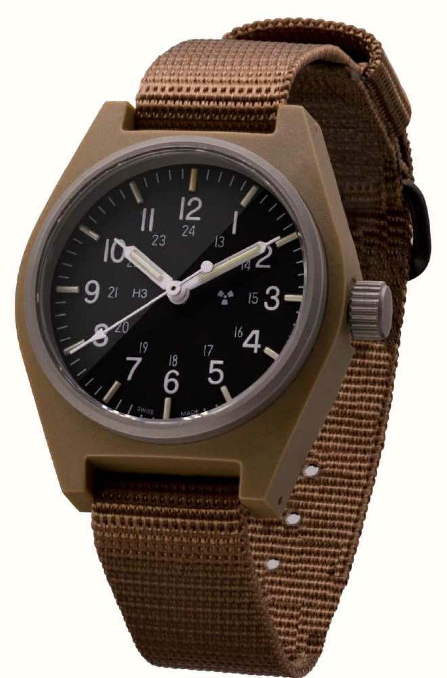 Men'S Marathon | Marathon Desert Tan General Purpose Quartz (Gpq) | Sand Ballistic Nylon Strap