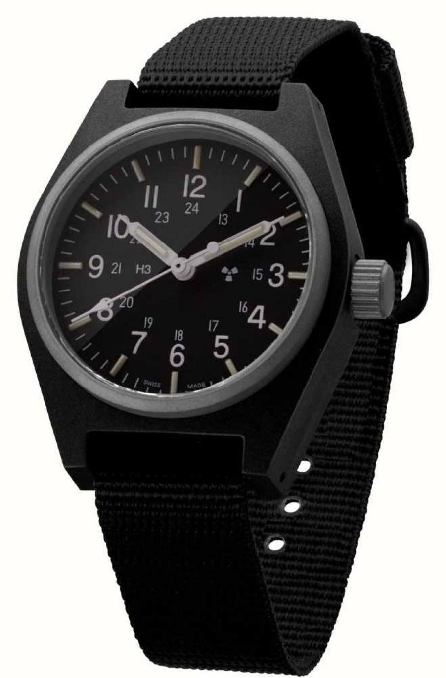 Men'S Marathon | Marathon Black General Purpose Quartz (Gpq) | Black Ballistic Nylon Strap