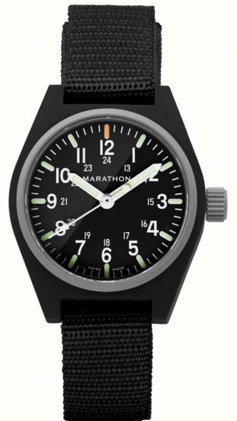 Men'S Marathon | Marathon Black General Purpose Quartz With Maraglo (Gpq) | Black Ballistic Nylon Strap