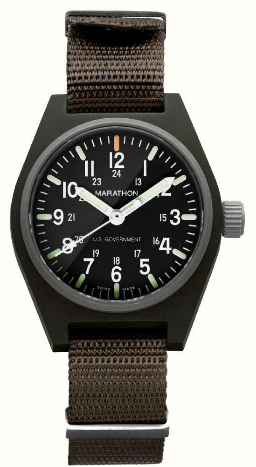 Men'S Marathon | Marathon Sage Green General Purpose Quartz With Maraglo (Gpq) | Us Government | Ballistic Nylon Strap