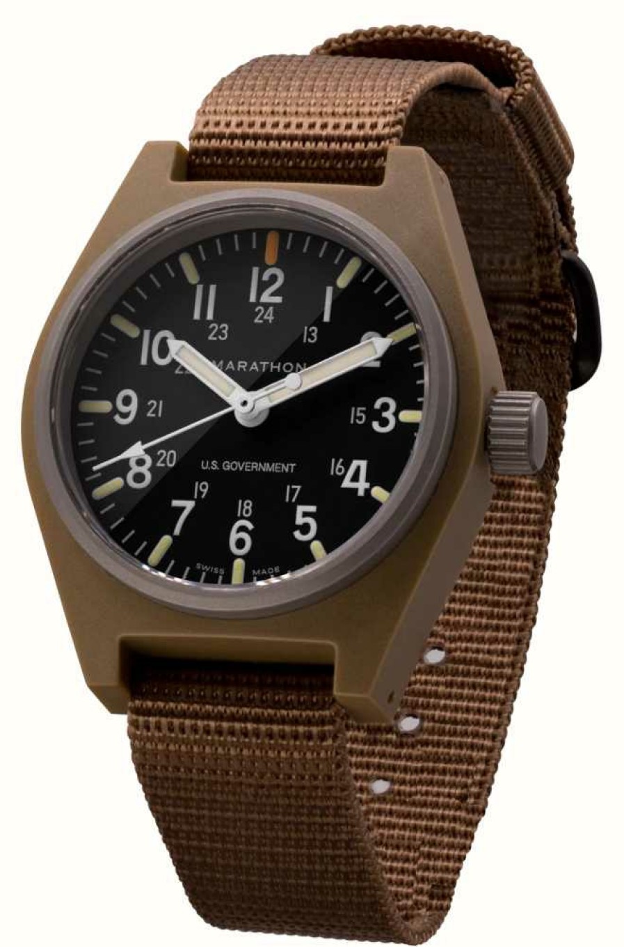 Men'S Marathon | Marathon Desert Tan General Purpose Quartz With Maraglo (Gpq) | Us Government | Ballistic Nylon Strap