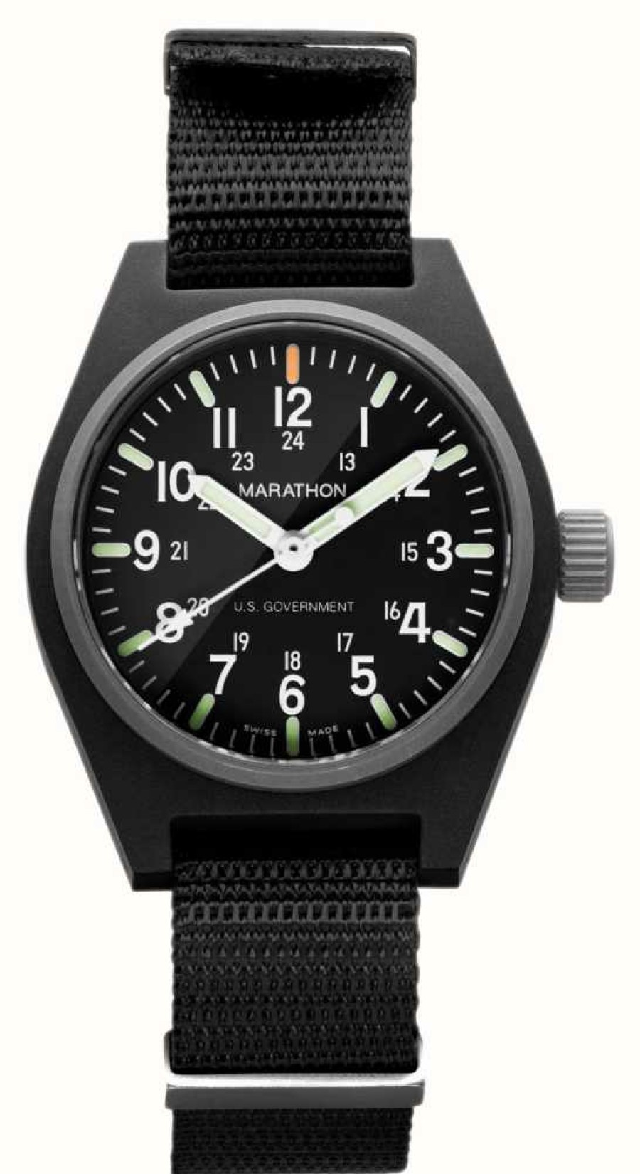 Men'S Marathon | Marathon Black General Purpose Quartz With Maraglo (Gpq) | Us Government |Black Ballistic Nylon Strap