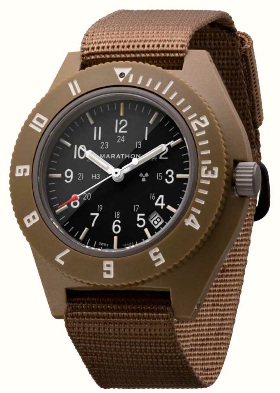 Men'S Marathon | Marathon Desert Tan Pilot'S Navigator With Date | Ballistic Nylon Strap