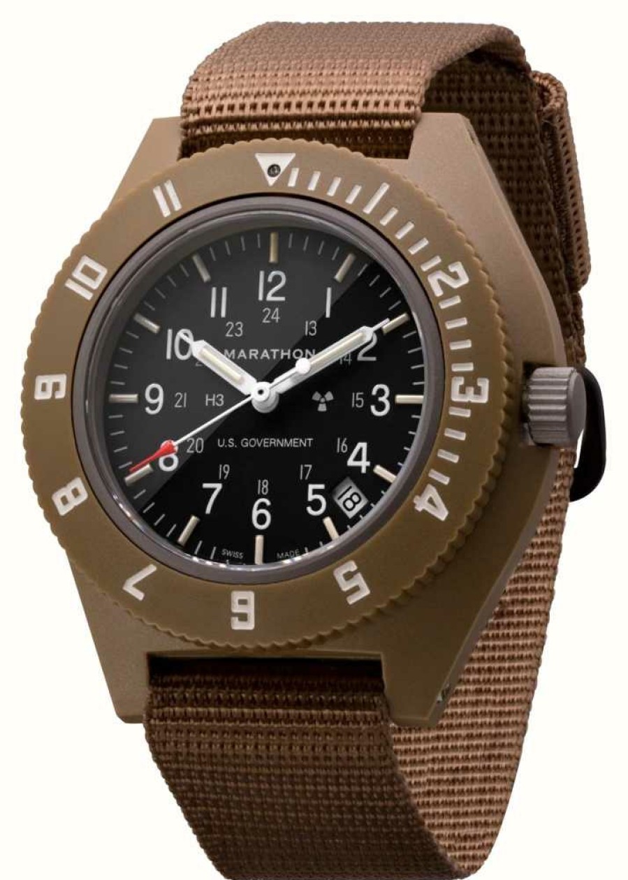 Men'S Marathon | Marathon Desert Tan Pilot'S Navigator With Date | Us Government | Ballistic Nylon Strap